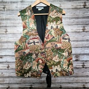 Vintage Joan Western Tapestry Made in USA Vest size 2X